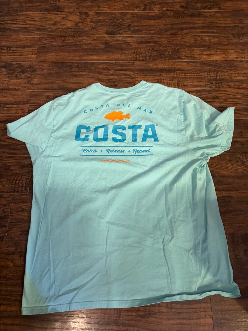 COSTA Mens Aqua Blue Cotton Short Sleeve Crew Neck Graphic T-Shirt Sz:2X